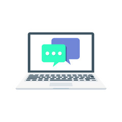 Messaging, Chat and Message, Laptop Isolated Vector Illustration