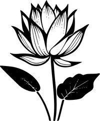 Lotus Flower | Black and White Vector illustration