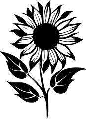 Sunflower - Black and White Isolated Icon - Vector illustration