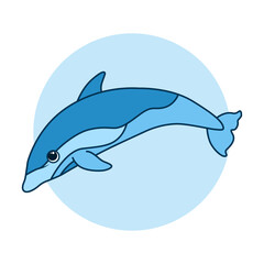 Cartoon colorful vector illustration with cute dolphin.
