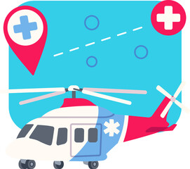 Ambulance Helicopter Vehicle Medical Transport Emergency Help Healthcare Flat