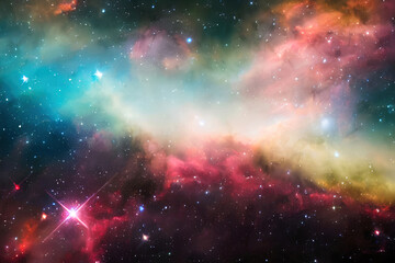 Obraz premium Nebulas and stars cosmic background, universe with galaxies, nebulae and stars. Generative Ai.