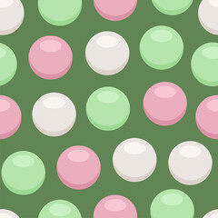 Fruity mochi seamless pattern. Popular japanese traditional food dango surface design. Classic rice cakes