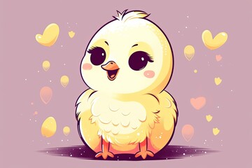 A cute chick in Easter. Generative AI.