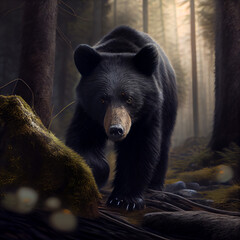 Fototapeta na wymiar Black bear in woods