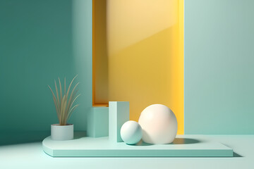 A 3D rendering of a modern, minimalistic wallpaper for mock-ups and product showcases, generative by AI.