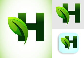 Initial H alphabet with a leaf. Eco-friendly logo concept. Graphic alphabet symbol for business and company identity.