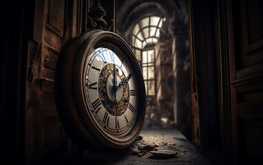 Fototapeta na wymiar Illustration of a clock, the concept of passing time. Generative AI