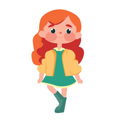 girl .Little  children  . Cartoon characters. Vector illustration. Isolated on white background