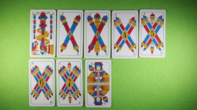 Italian playing cards, triestine deck batons suit