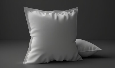  a white pillow sitting on top of a white pillow case on a gray background with a black background and a white pillow case on the side.  generative ai