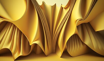  an abstract gold background with curves and curves in the middle of the image, with a light yellow background behind the curves in the middle of the image.  generative ai