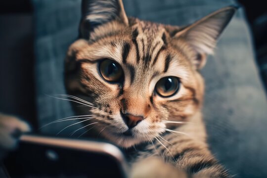 smartphone capture cat images. Generative AI