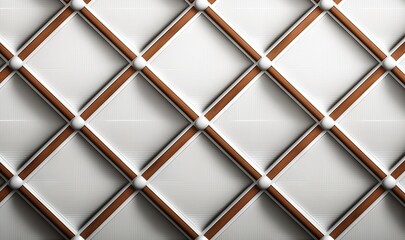  a white and brown wall with a checkered pattern on it's side and a wooden handle on the top of the handlebars.  generative ai