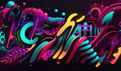  a very colorful type of art with a black background and a black background with a black background and a black background with a black background and a black background with a.  generative ai