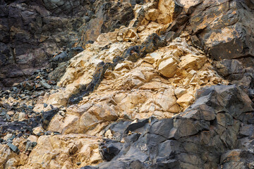 Geological footprints in Pena Horadada, west of Fuerteventura Island
