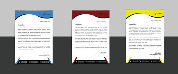 corporate modern letterhead design template with yellow, blue, green and red color. creative modern letter head design template for your project. letterhead, letter head, simple letterhead design 