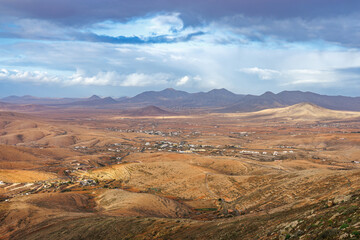Fototapeta na wymiar View of the landscape from the Mirador del Risco de Las Penas viewpoint on the island of Fuerteventura
