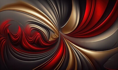  a computer generated image of a red and gold swirl design on a black background with a white center and a gold center and a red center.  generative ai