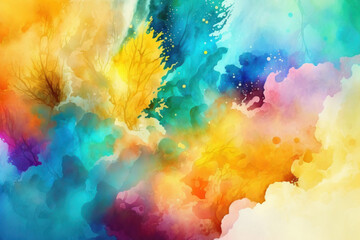 Fototapeta na wymiar abstract rainbow watercolor background with colorful watercolor splashes, Generative AI