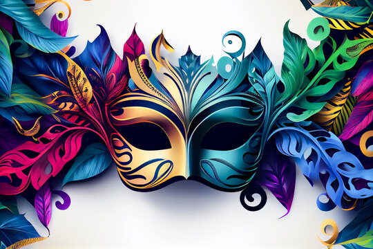Multicolored Venetian copyspace mask. Generative AI, Generative, AI