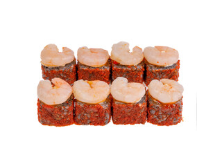 rolls with shrimp cream cheese on a white background for an online restaurant website