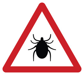 Dangerous tick area warning sign, vector design