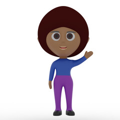 3d cute character waving hand