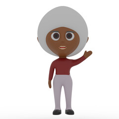 3d cute character waving hand