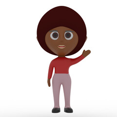 3d cute character waving hand