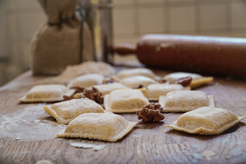cooking homemade pasta ravioli