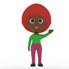 3d cute character waving hand