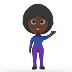 3d cute character waving hand
