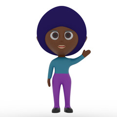 3d cute character waving hand