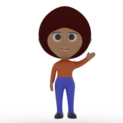 3d cute character waving hand