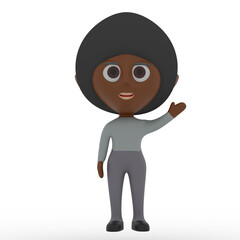 3d cute character waving hand