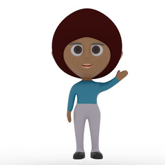 3d cute character waving hand