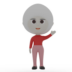 3d cute character waving hand
