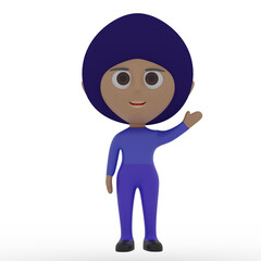 3d cute character waving hand