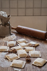 cooking homemade pasta ravioli
