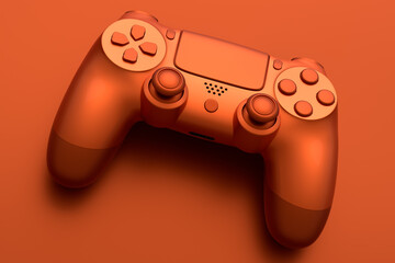 Metal brushed bronze video game joystick isolated on dark background © Vasyl Onyskiv
