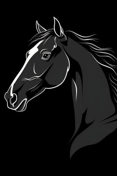 sketch of horse head on black background