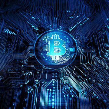 A digital illustration of the Bitcoin, or BTH, symbol. Generative AI.