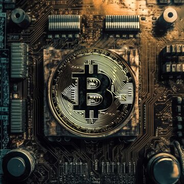 A digital illustration of the Bitcoin, or BTH, symbol. Generative AI.