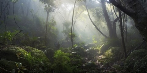 sunshine in the forest, generative ai
