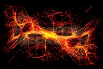 Abstract Explosions of Fire and Lightning, Neuro Links Style: A Stock Illustration Generated by AI