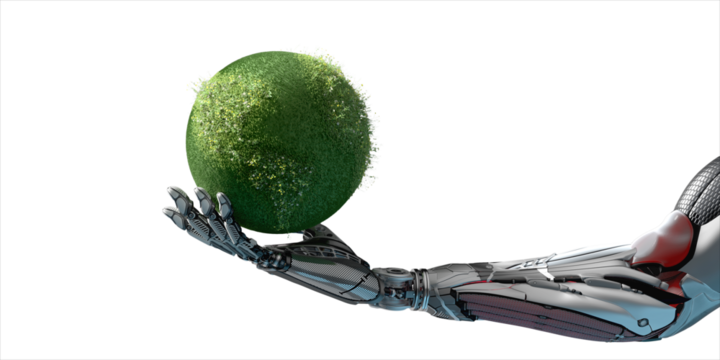 The image evokes a sense of futuristic technology that embraces the beauty of nature. Transparent background - Powered by Adobe