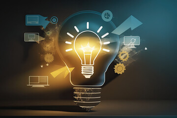 Education and Elearning concept Webinar online lightbulb,generative artificial intelligence