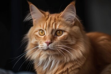 Cute red cat that resembles a lion. Generative AI