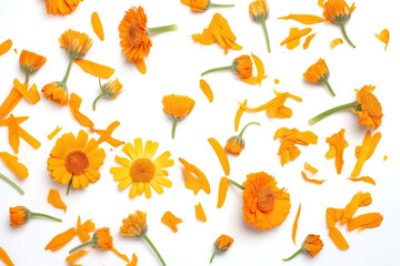 Obraz premium Calendula pictures showcase the bright and cheerful flowers of the Calendula officinalis plant.